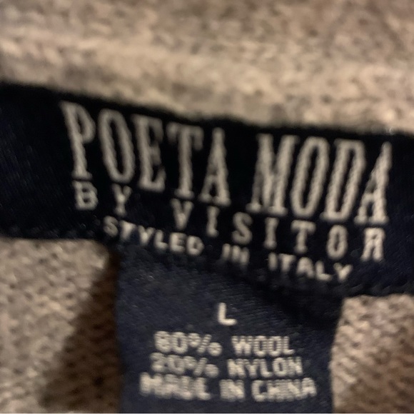 Poeta Moda Merion Wool sweater, gray, size L - Picture 3 of 3